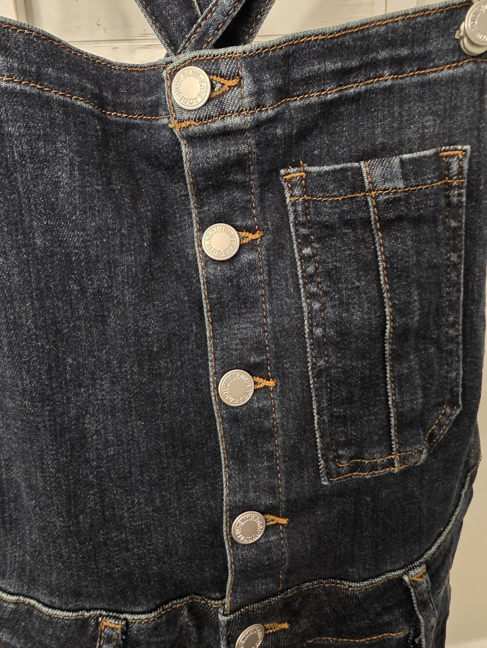 Judy Blue Daisy Girl Dark Wash Overall Dress Size Medium - Picture 3 of 7